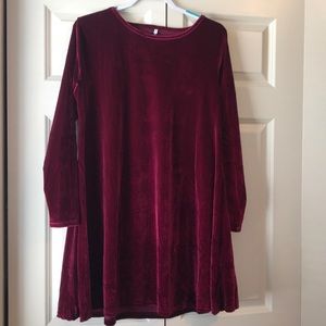 Cranberry Velvet Swing Dress